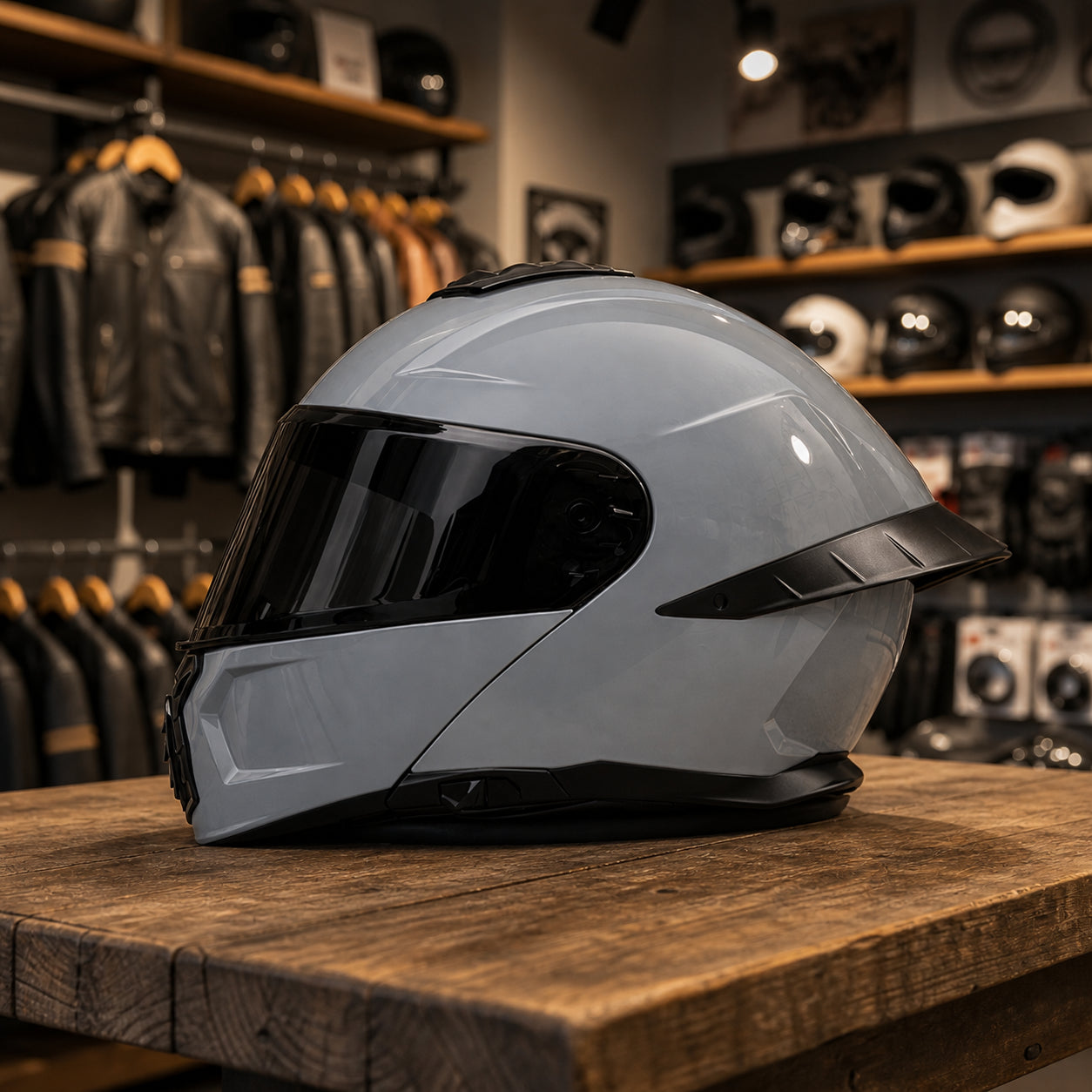REBELRUST StrikeForce Full Face Motorcycle Helmet - Glossy Grey (Black Lens)
