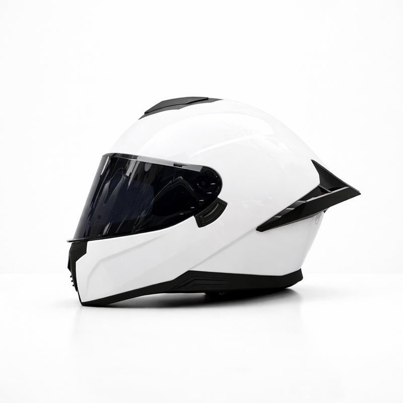 REBELRUST Pro Big Tail Full Face Helmet - White Black Lens colorway