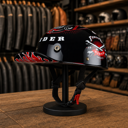 REBELRUST Retro 90s Half Helmet - close-up detail