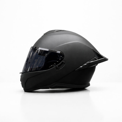 REBELRUST Pro Big Tail Full Face Helmet - Matte Black Black Lens colorway