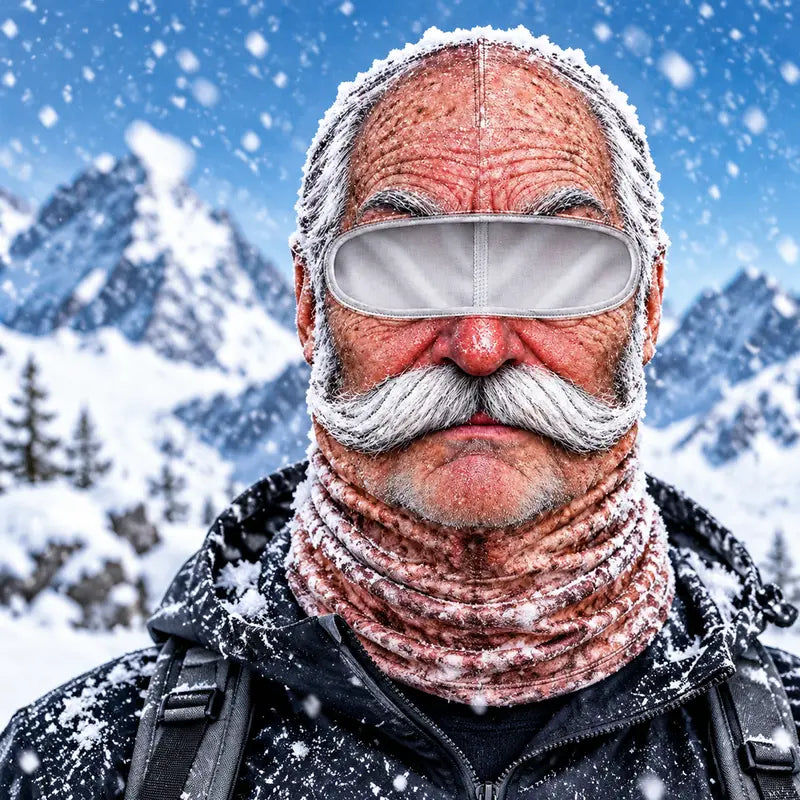 Mustache grandpa balaclava in snow - windproof ski mask