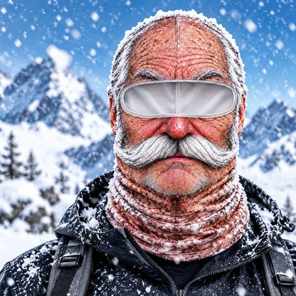 Mustache grandpa balaclava in snow - windproof ski mask