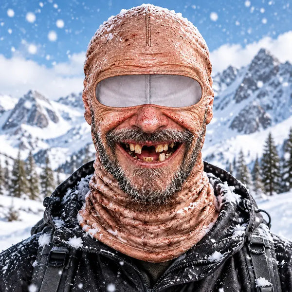 Grinning bearded man 3D printed balaclava for winter