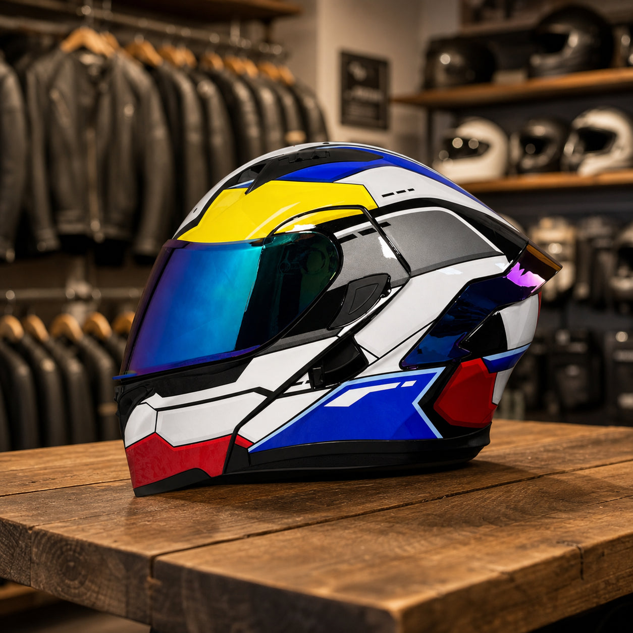 REBELRUST Vortex Carbon Full Face Helmet - Racing Spectrum Blue Lens colorway