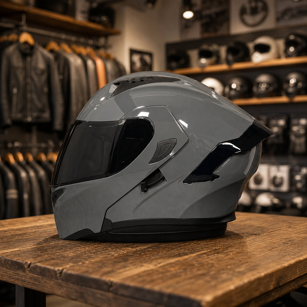 REBELRUST Vortex Carbon Full Face Helmet - Iron Wolf Grey Black Lens colorway