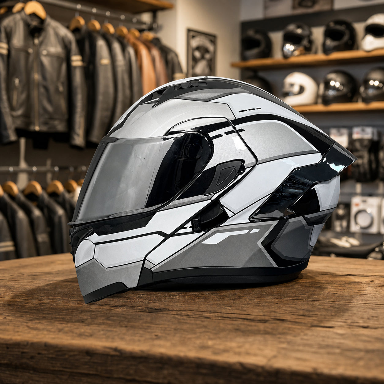 REBELRUST Vortex Carbon Full Face Helmet - Grey Silver colorway