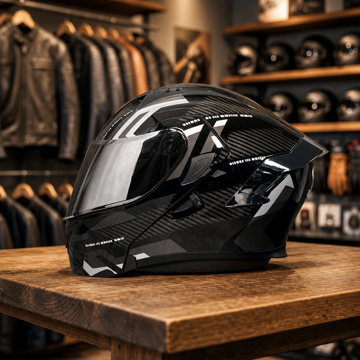 REBELRUST Vortex Carbon Full Face Helmet - Glossy Black colorway