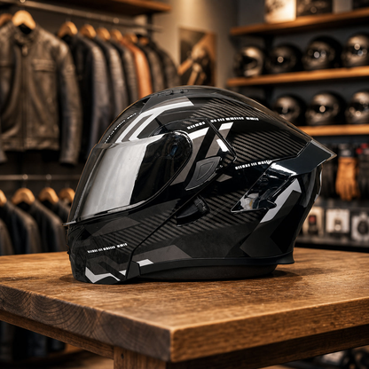 REBELRUST Vortex Carbon Full Face Helmet - Glossy Black colorway