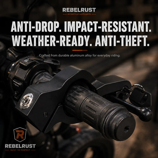 REBELRUST - Anti-Theft Grip Lock for Motorcycles - front view