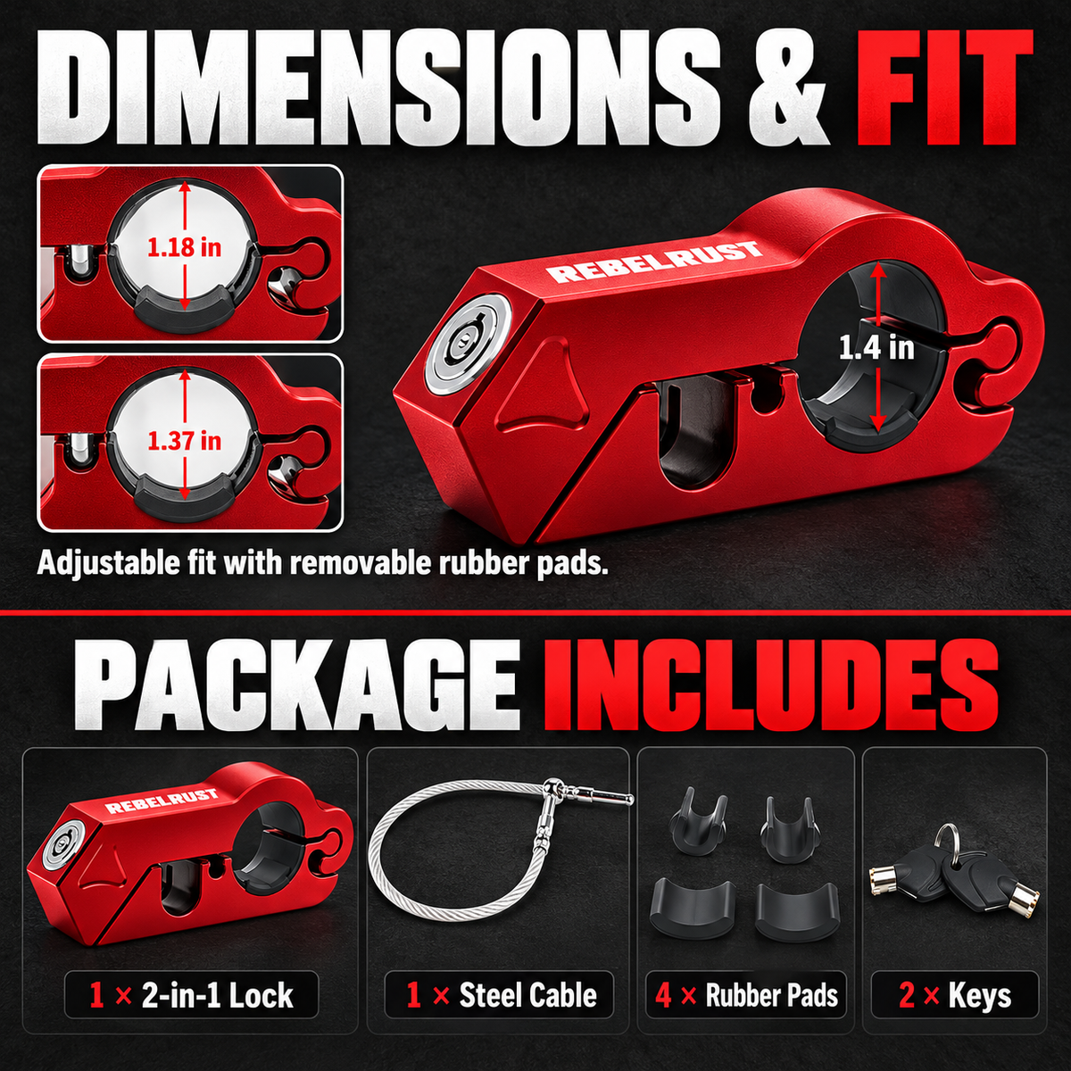 LockForge™ 2-in-1 Motorcycle Grip Lock & Helmet Lock