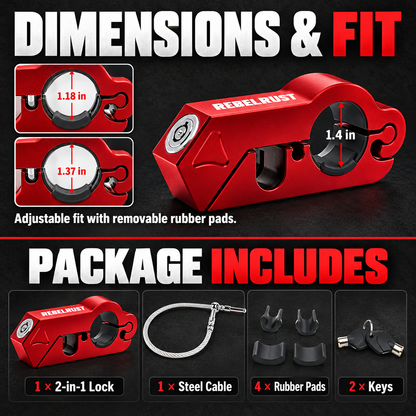 LockForge™ 2-in-1 Motorcycle Grip Lock & Helmet Lock