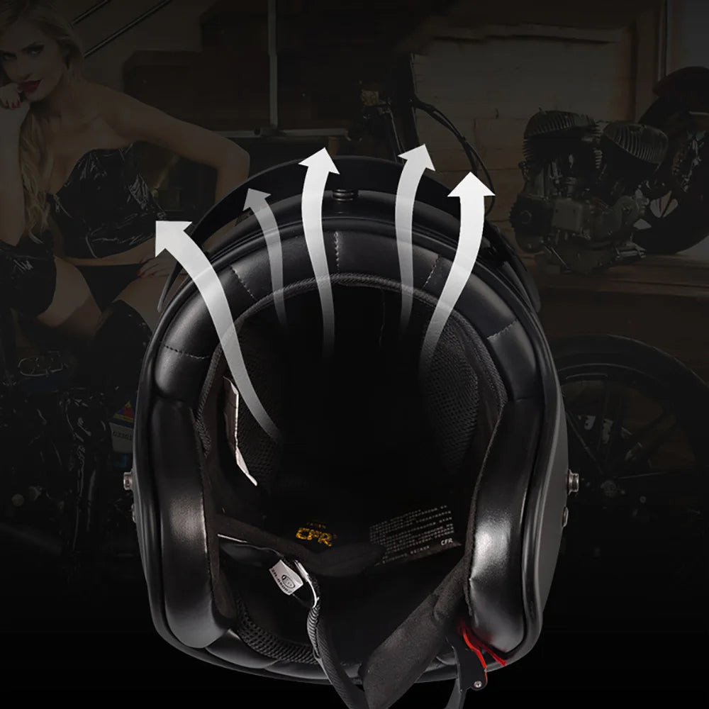 REBELRUST Fiberglass Retro Motorcycle Helmet - side profile