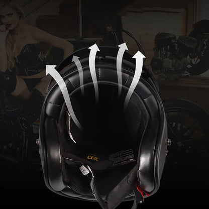 REBELRUST Fiberglass Retro Motorcycle Helmet - side profile