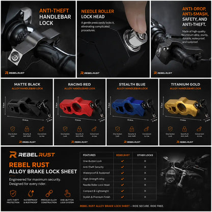 REBELRUST - Anti-Theft Grip Lock for Motorcycles