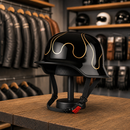 REBELRUST Vintage German Helmet - Light Black Flame