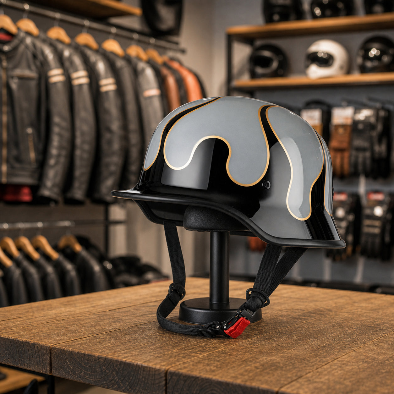 REBELRUST Vintage German Helmet - Grey Flame