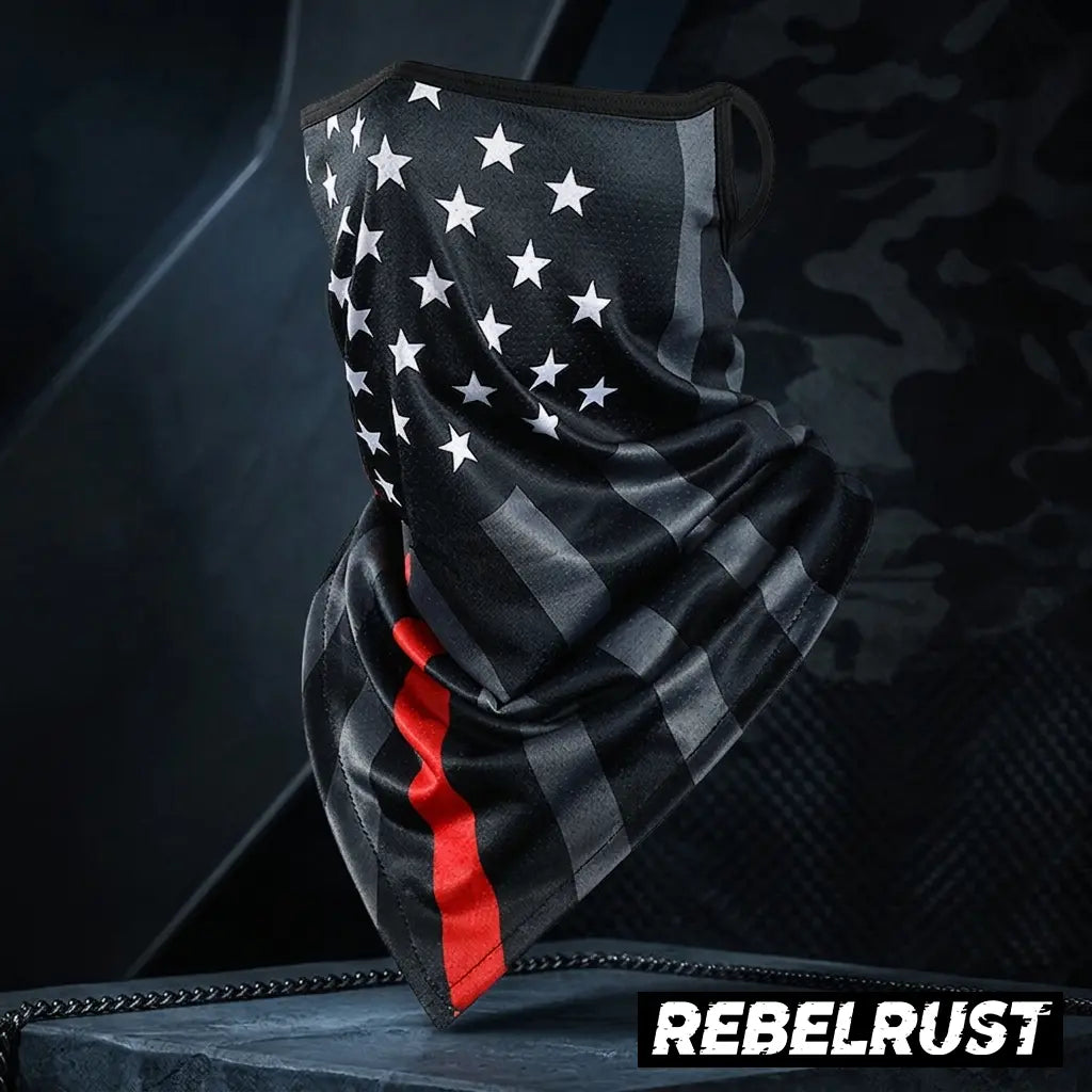 REBELRUST - Biker Riding Neck Gaiter Bandana Mask - American Flag Back Red