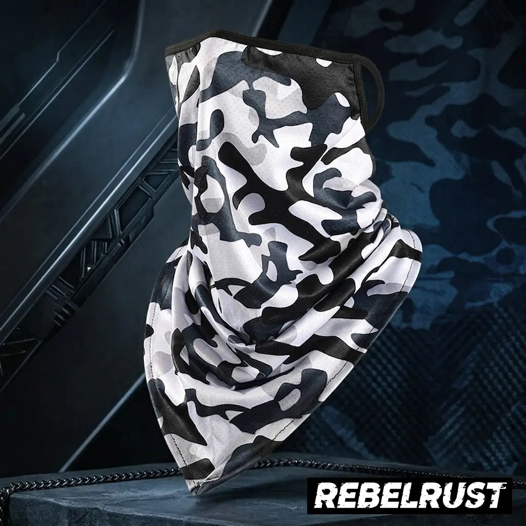 REBELRUST - Biker Riding Neck Gaiter Bandana Mask - Urban Camo White