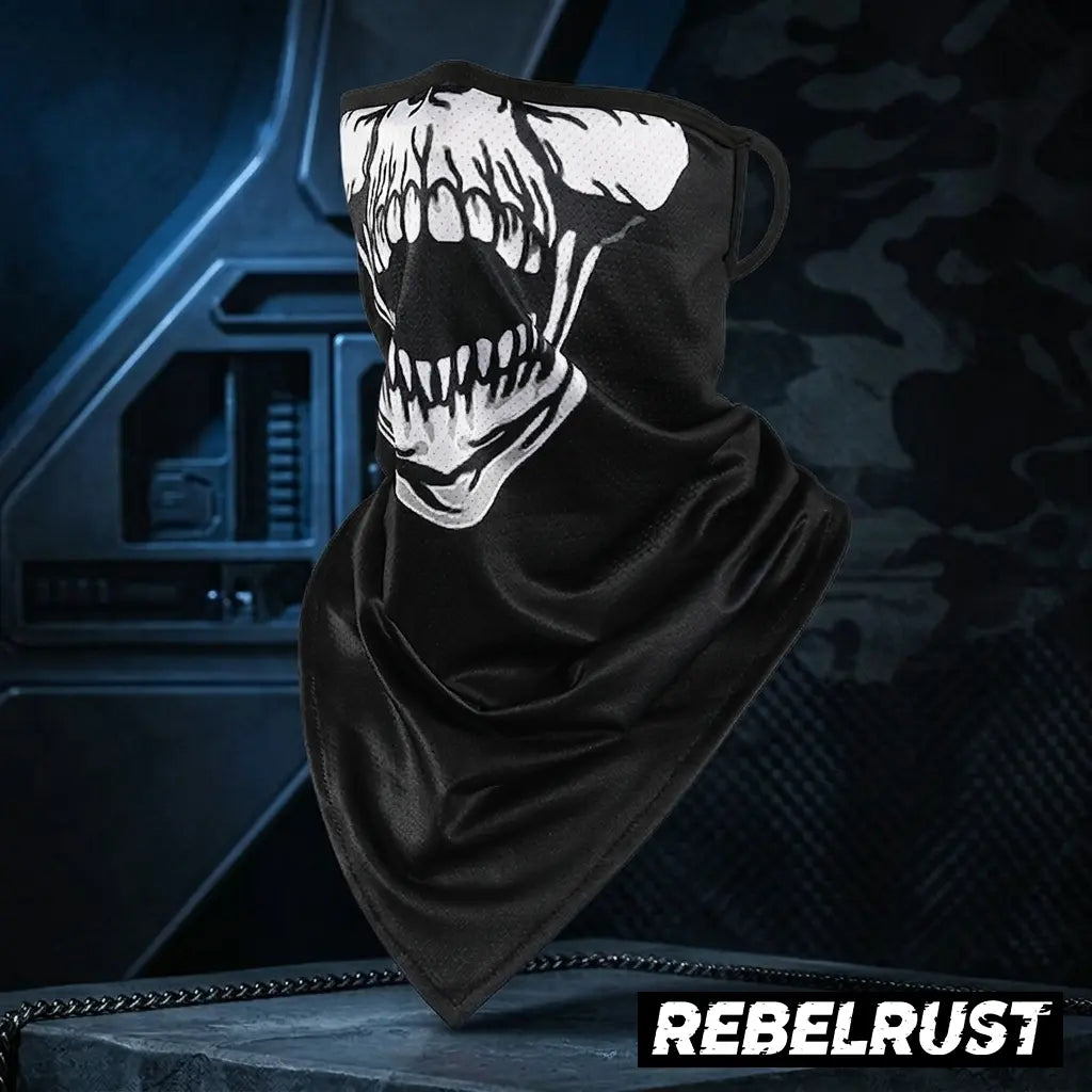 REBELRUST - Biker Riding Neck Gaiter Bandana Mask - Skull Black