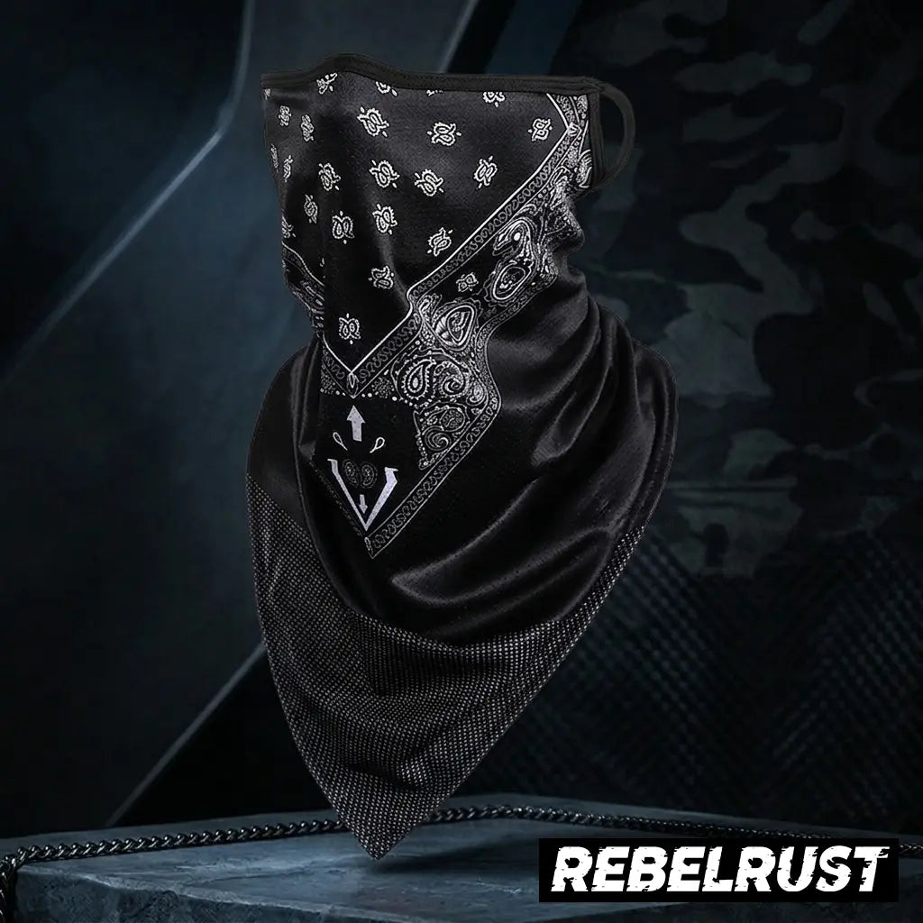 REBELRUST - Biker Riding Neck Gaiter Bandana Mask - Classic Bandana Black