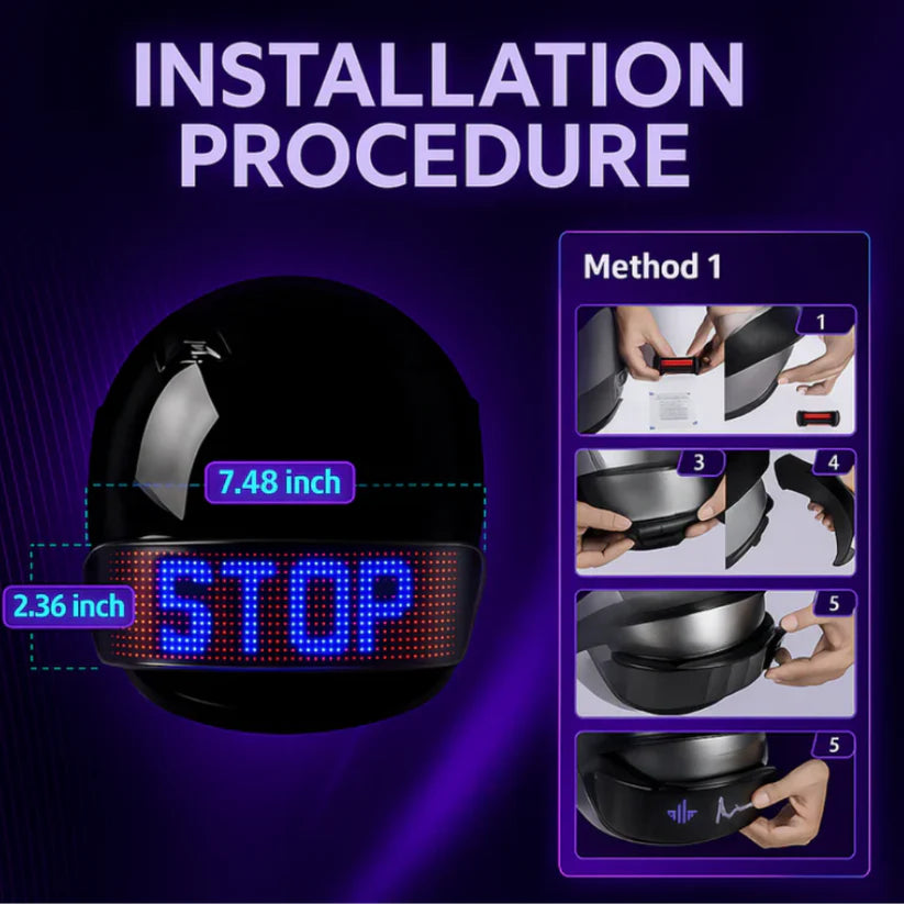 REBELRUST Programmable LED Motorcycle Helmet Display - back view