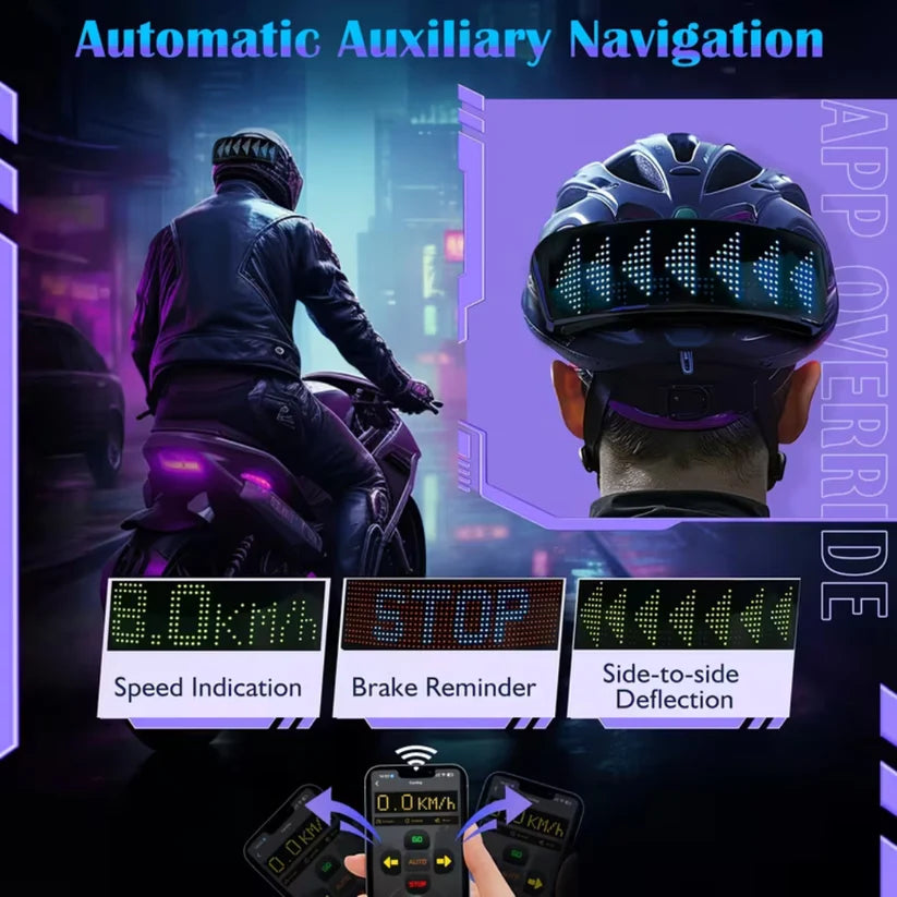 REBELRUST Programmable LED Motorcycle Helmet Display - in use on the road