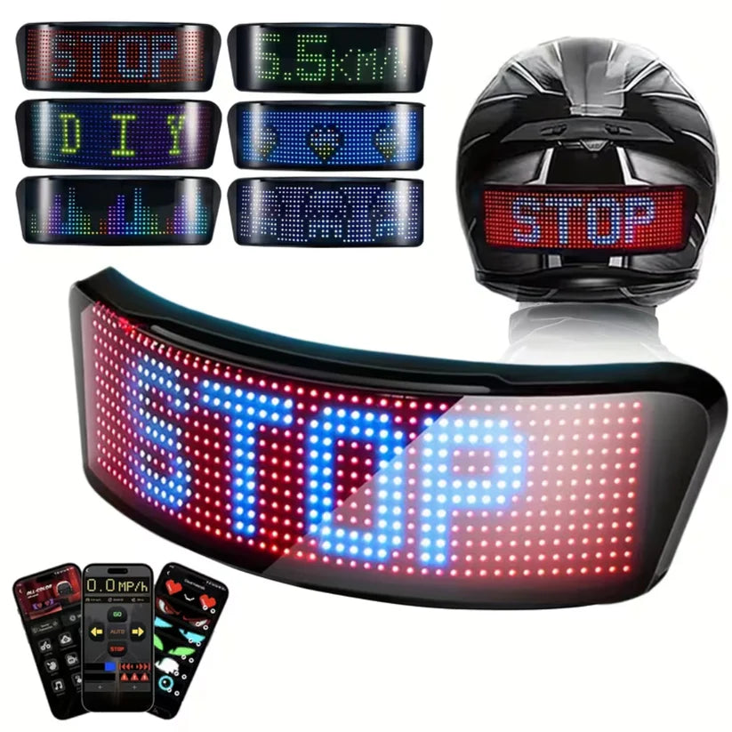 REBELRUST Programmable LED Motorcycle Helmet Display - size and fit reference