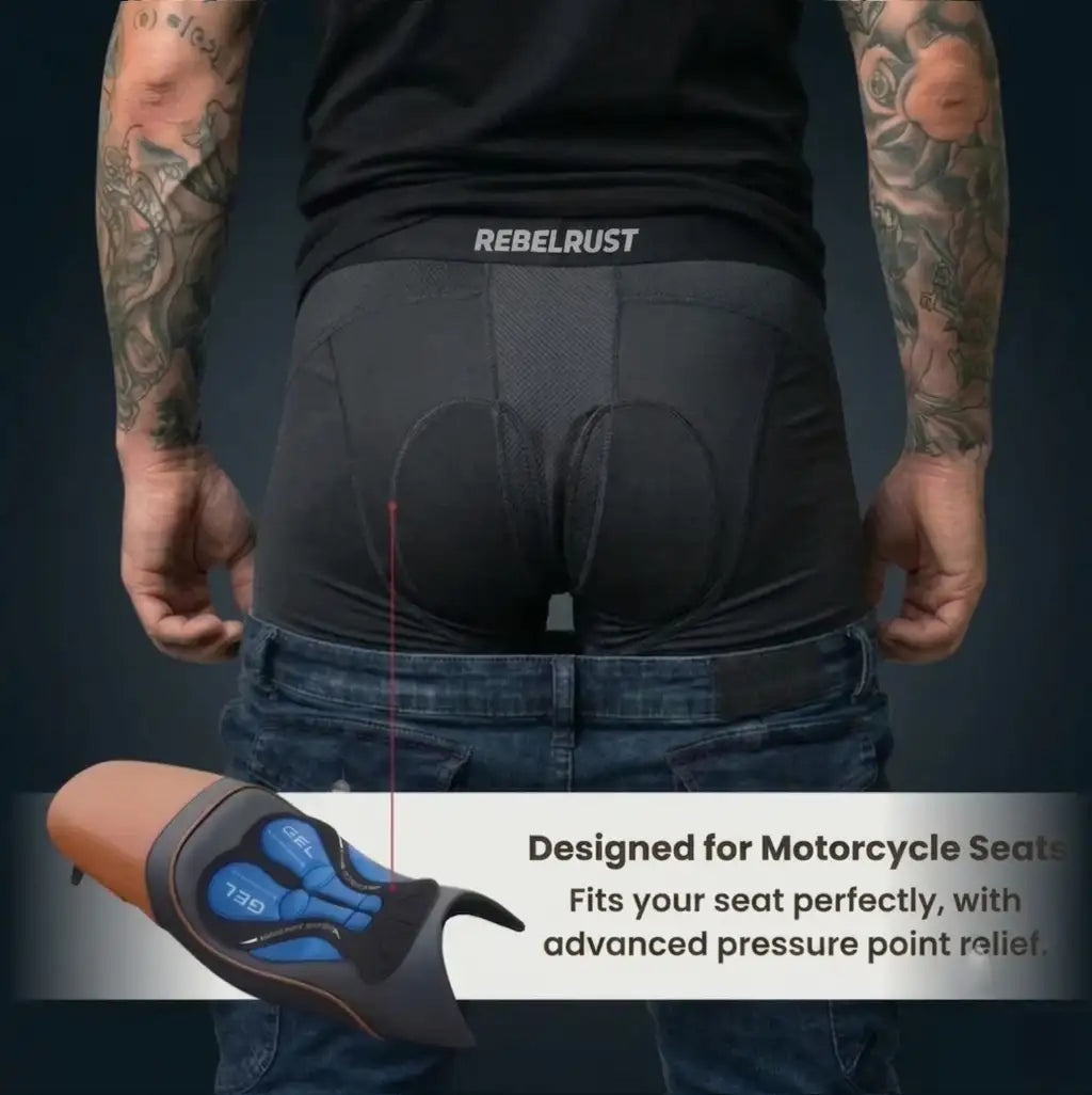 REBELRUST Pro-Tour Motorcycle Padded Shorts - front view