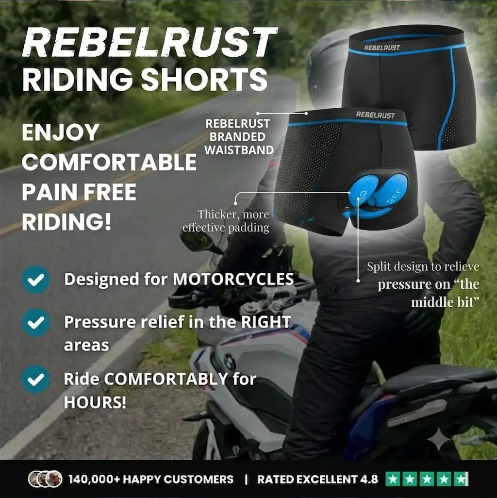 REBELRUST Pro-Tour Motorcycle Padded Shorts - side profile