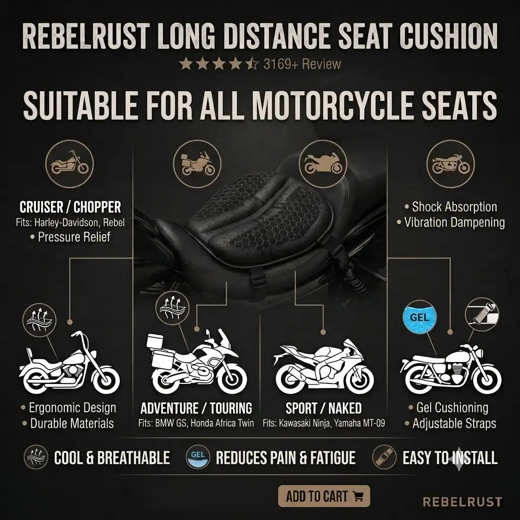 REBELRUST Long Distance Seat Cushion - side profile
