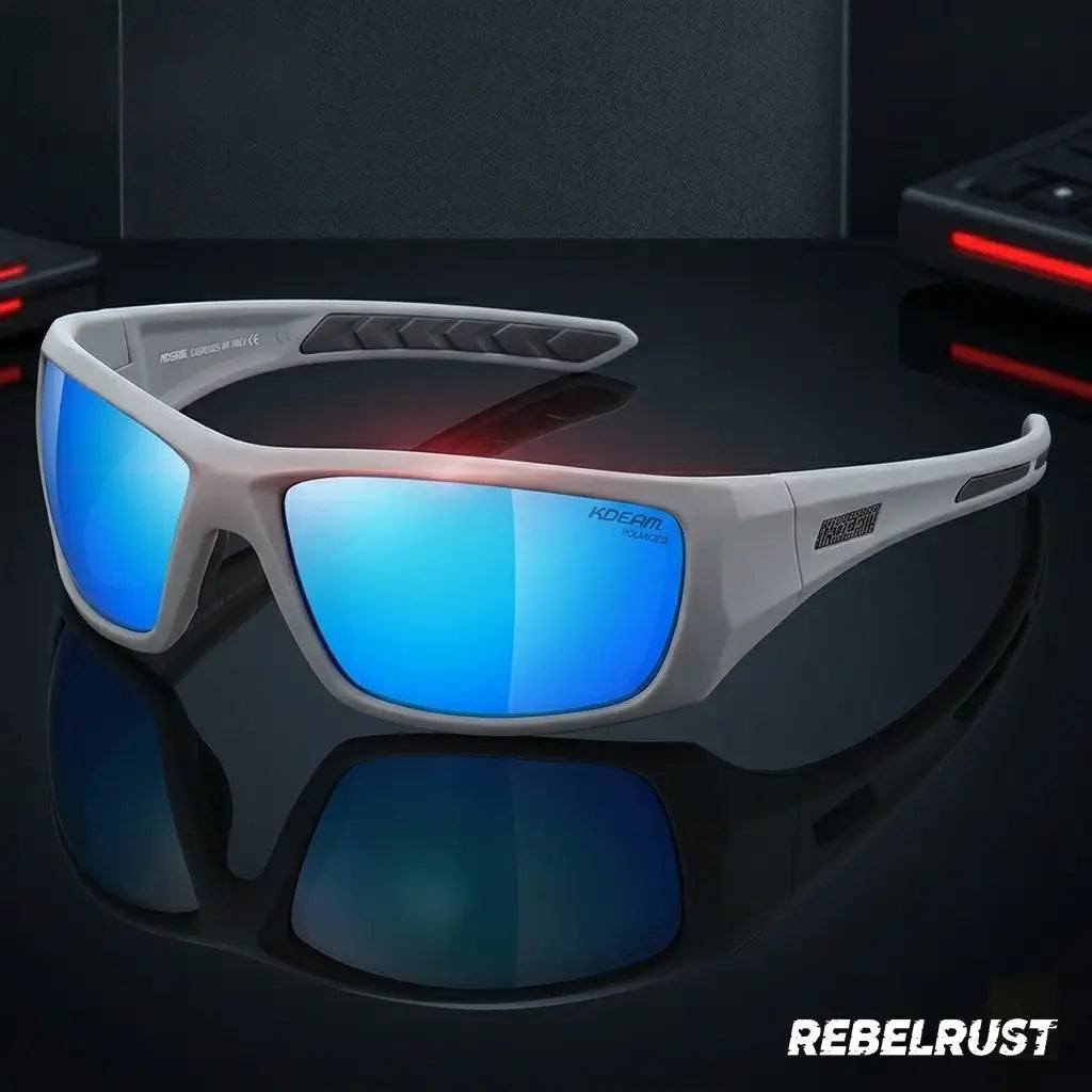 REBELRUST - Classic Motorcycle Glasses - Silver/Blue Lens