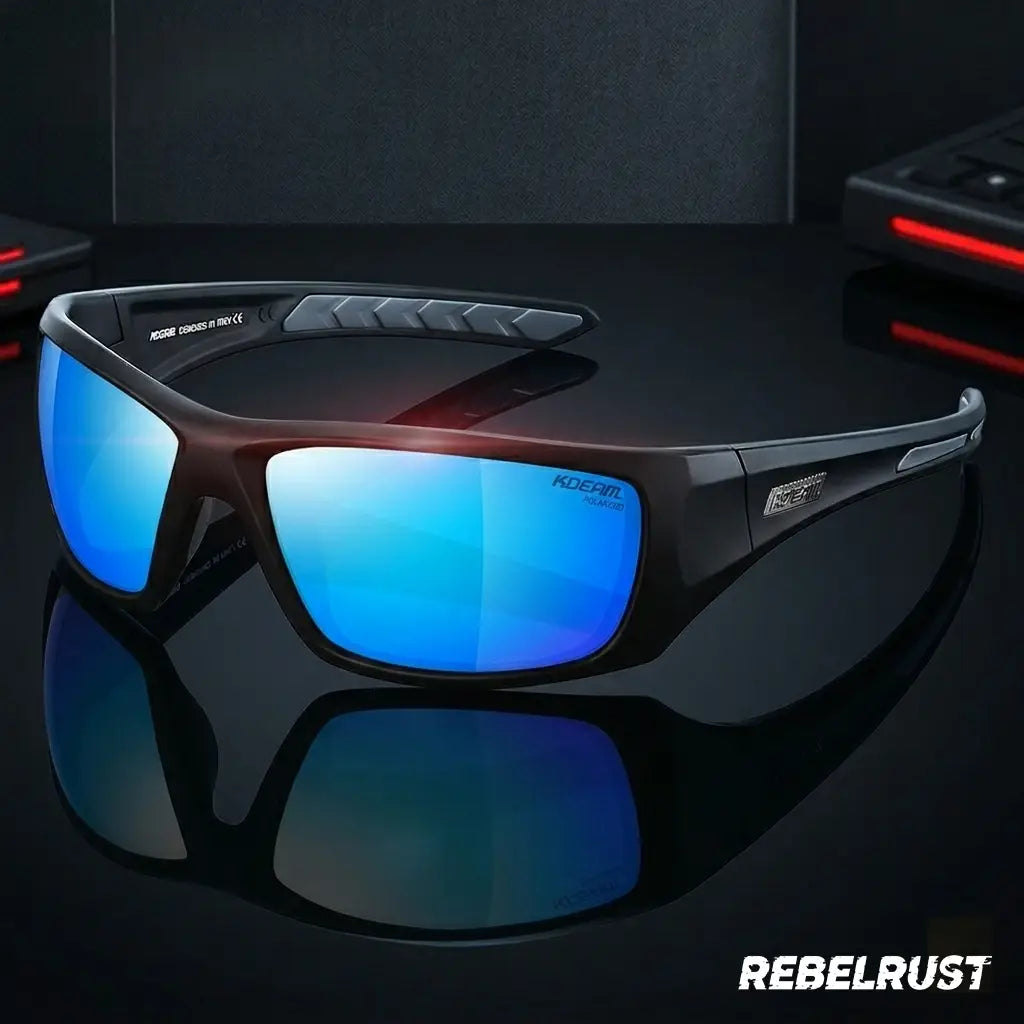 REBELRUST - Classic Motorcycle Glasses - Blue Lens