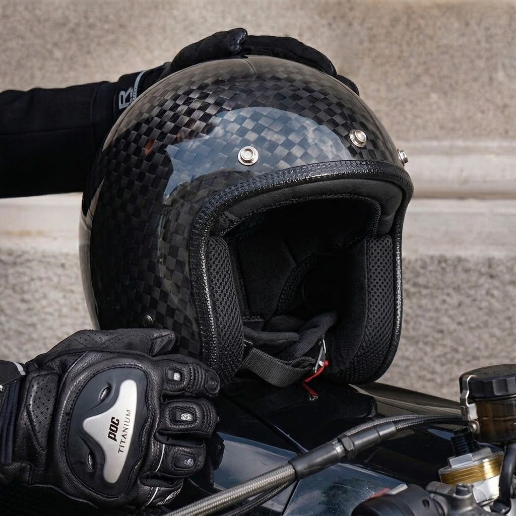 REBELRUST Street King Carbon Open Face Helmet - side profile