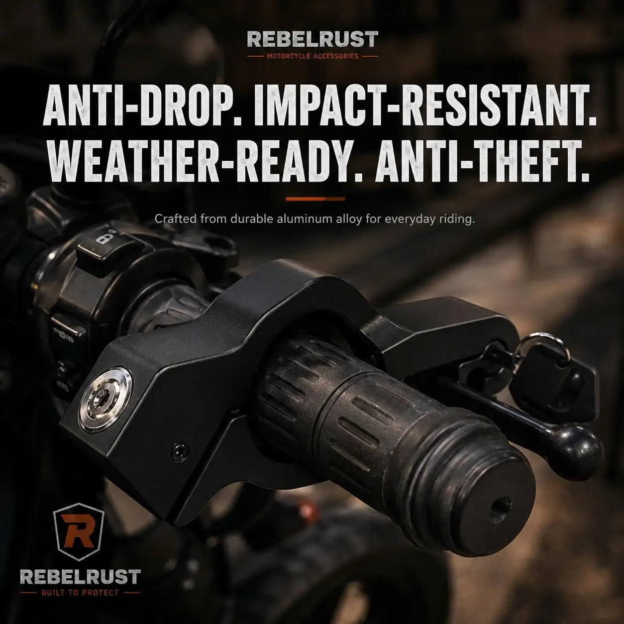 REBELRUST - Anti-Theft Grip Lock for Motorcycles